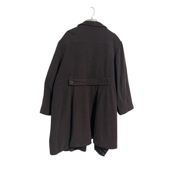 Kenneth Cole Reaction Wool Blend Overcoat Plus Size 24 Dark Brown Classic Fall - Picture 4 of 11